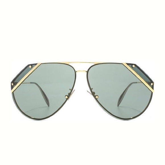 Alexander McQueen AM0092S Silver Metal Aviator Sunglasses - Picture 2 of 2